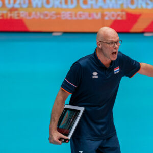 Coach Marko Klok of Netherlands in action during semi final Netherlands - Serbia, FIVB U20 Womens World Championship on July 17, 2021 in Rotterdam